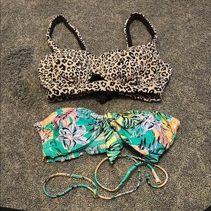 Leopard and Tropical Print Bikini Tops